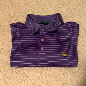 MASTERS polo golf shirt, purple striped, Men’s Large. Like new condition.